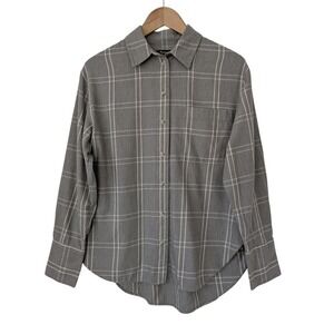Madewell Relaxed Flannel Button-Up Shirt Size S Gray Plaid NWT $88 NS787‎
